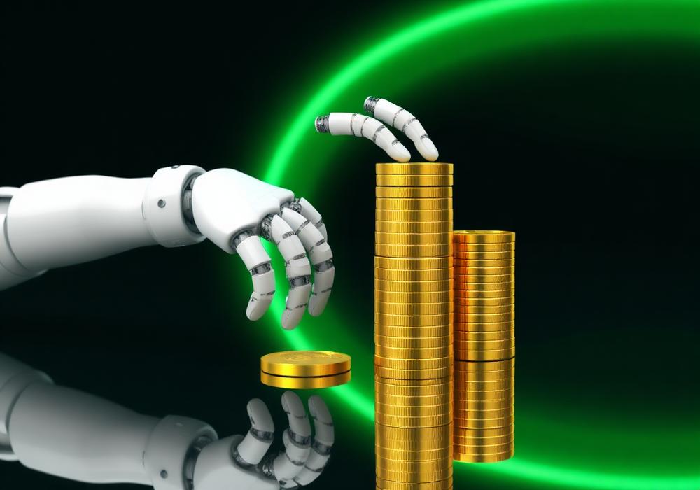 Robot hand stacking coins