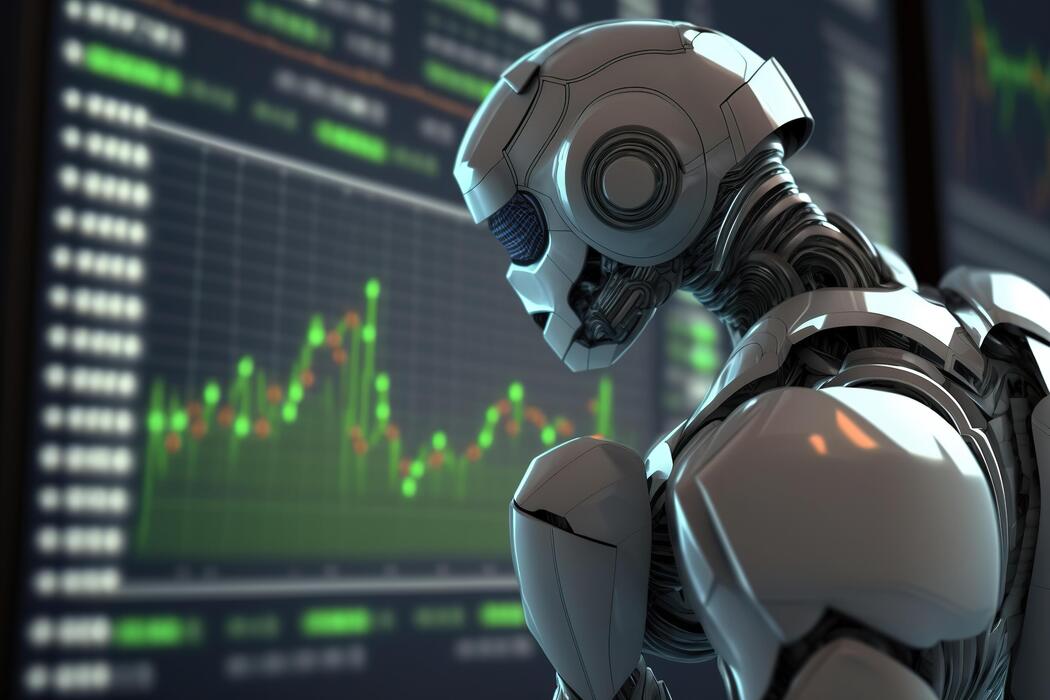 AI trading robot with gold coins